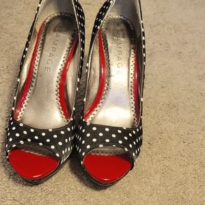Peep-toe polka dot shoes